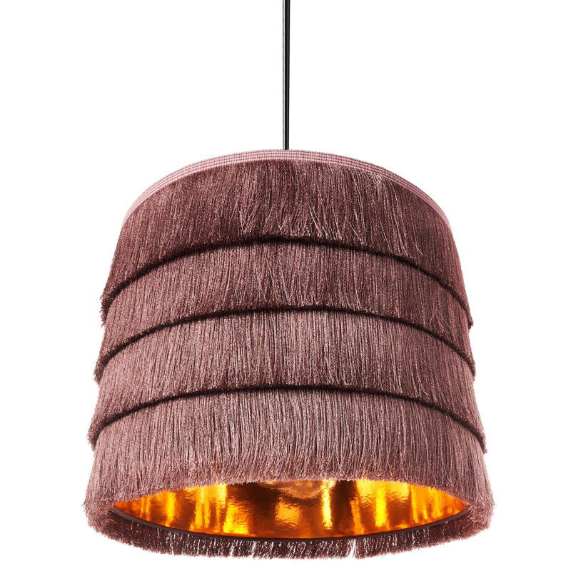 Bhalaram 1 - Light Matte Black Drum Pendant, Pink