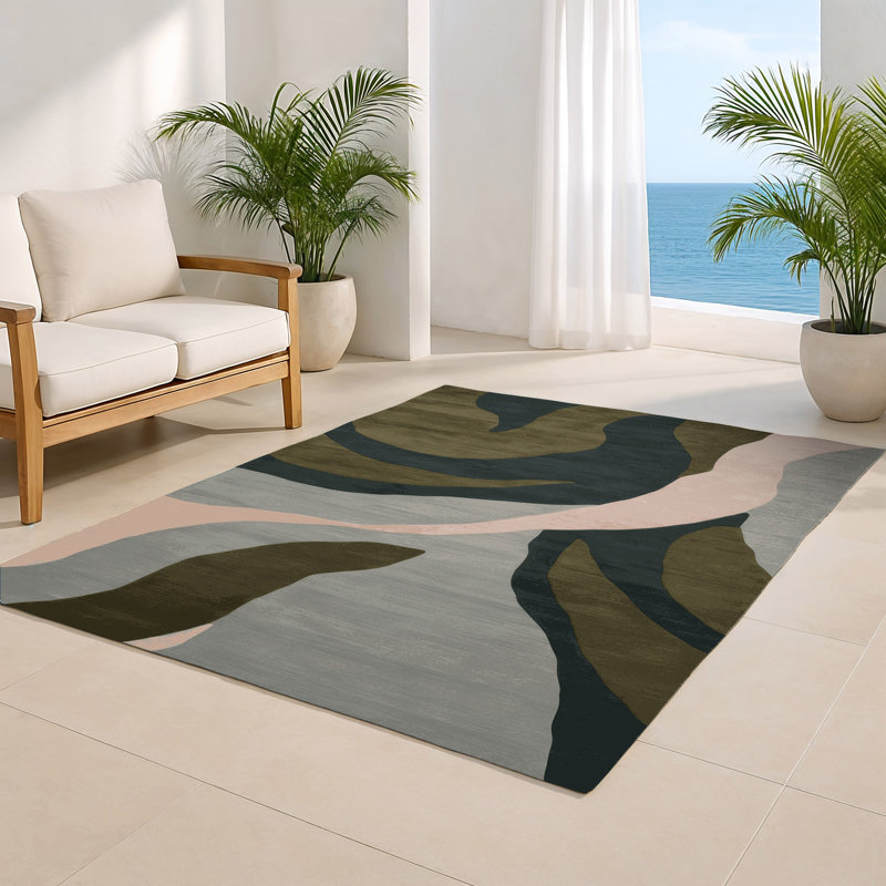Watercolor Gray Indoor and Outdoor Area Rug, Rectangle 2' x 3'
