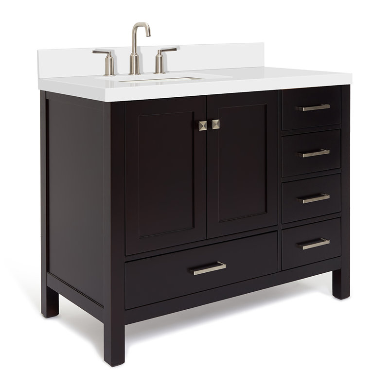 Ensemble de meuble-lavabo simple 43 po Cambridge, Espresso, Forme rectangulaire, Gauche