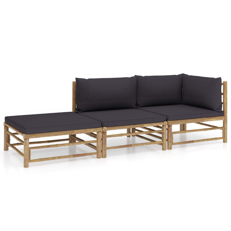 Ensemble modulaire de patio avec coussins Knudson, Gris foncé, Oui