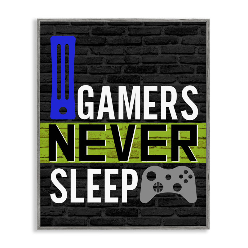 «Gamers Never Sleep», art de la giclée encadrée par Kim Allen, Estampe numérique Farmhouse, H 30 po x l 24 po