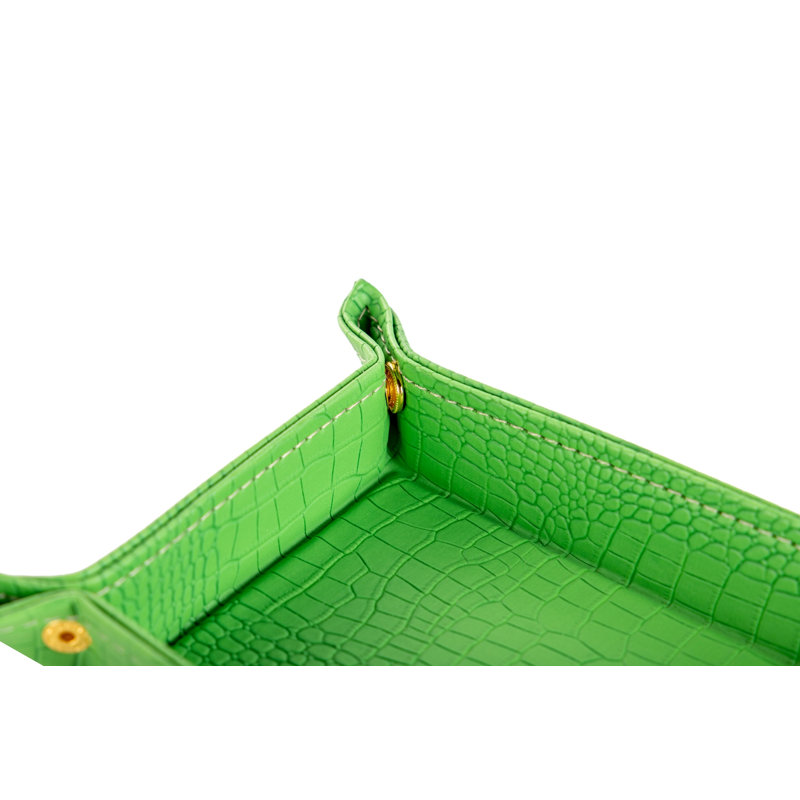 Byonce Leather / Faux Leather Decorative Tray, Green