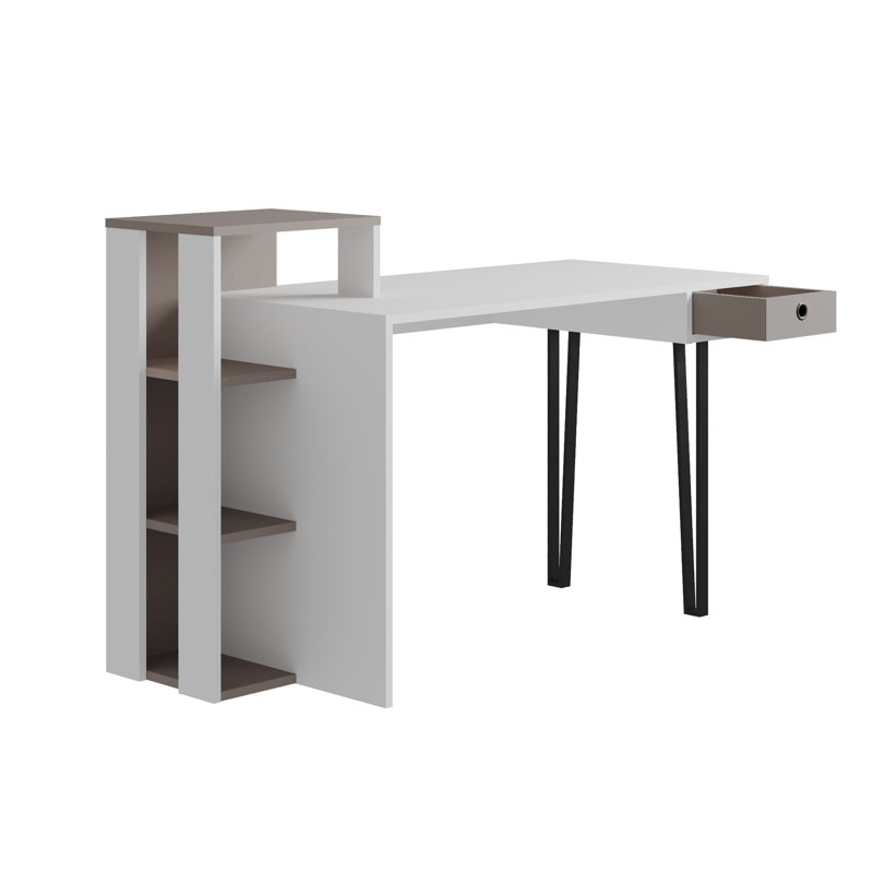 Ottar Writing Desk, White/Light Mocha