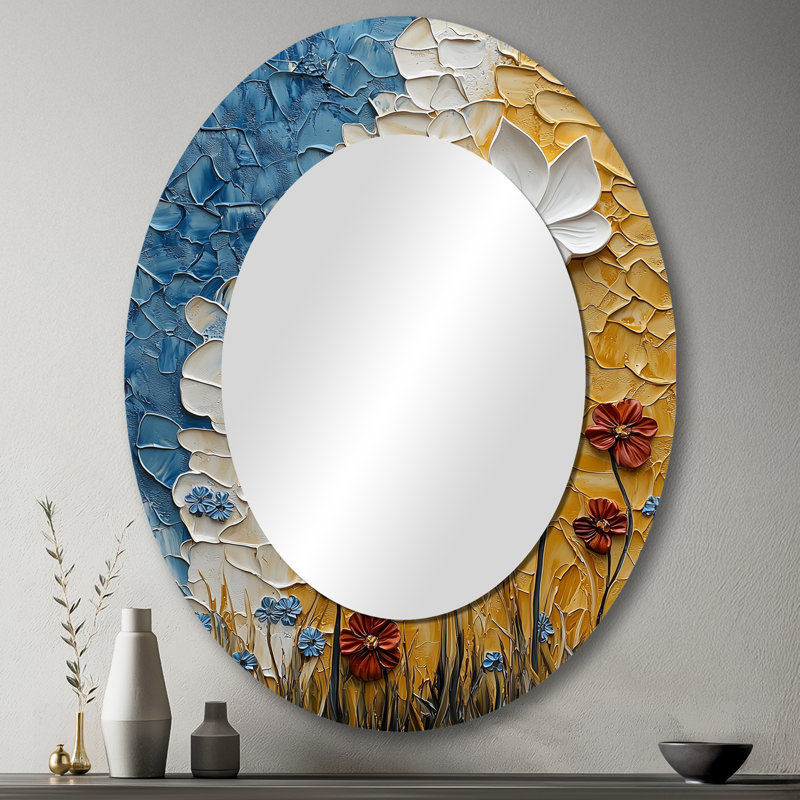 Miroir mural ovale doré, 43 po x 33 po