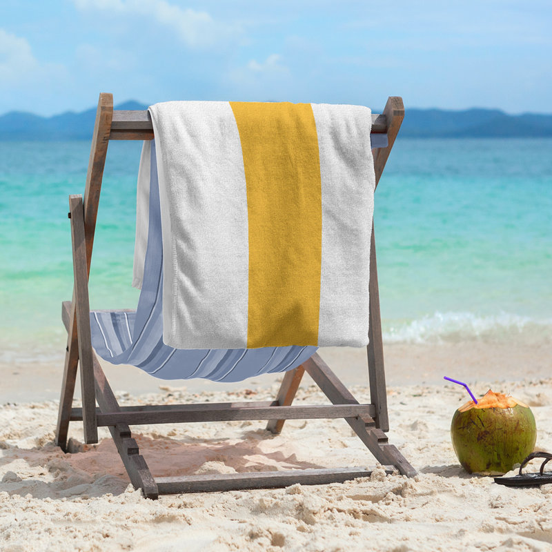 Lightweight Beach Towel, White/Pittsburgh Gold/White, Microfiber