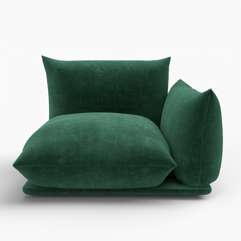 Minarik Upholstered Modern Chenille Fabric One-Armed Chair, Green
