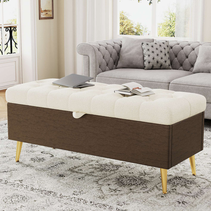 Banc de rangement avec repose-pieds Modern, Beige