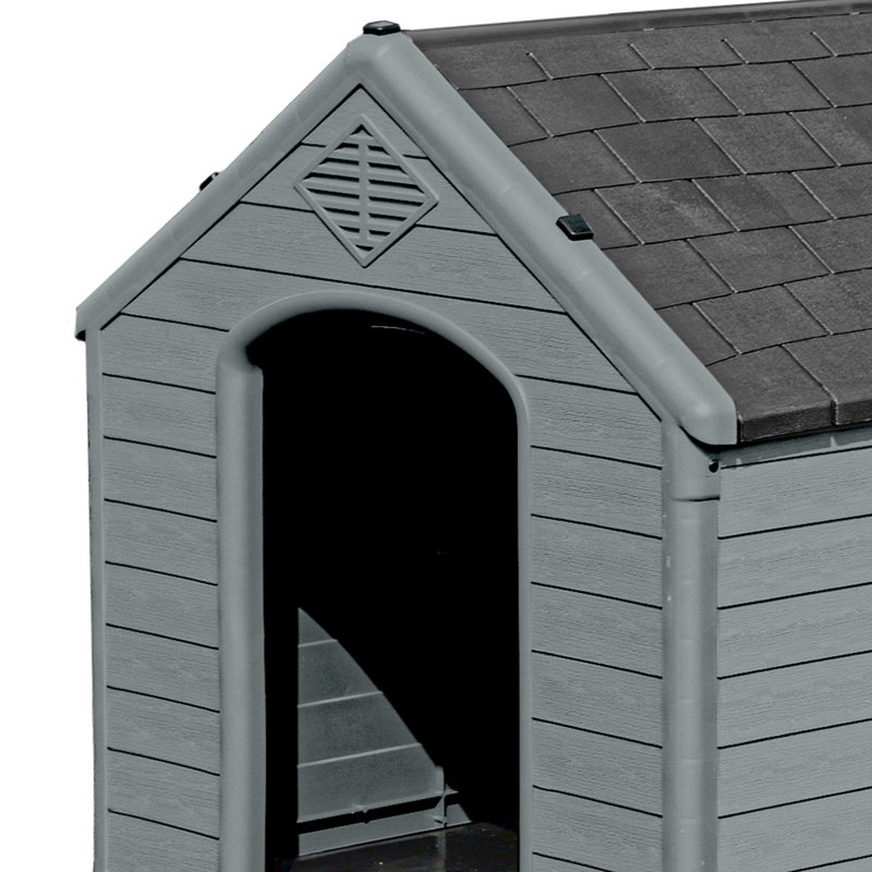 Niche pour chien en plastique Bruning, H 38,8 po x l 38 po x P 41,3 po, Noir/gris