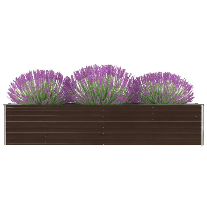 Edmund Metal Raised Garden Bed, Brown, 77cm H x 40cm W x 320cm L