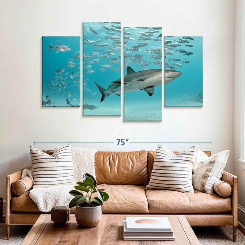 Brampt Caribbean Fish And Sharks, 42" H x 68" W