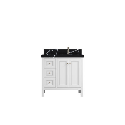 Nashville 36 In. W X 22 In. D Right Offset Sink Bathroom Vanity In With 2 In. Calacatta Quartz