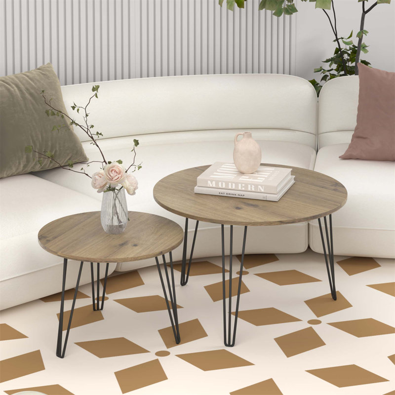 Ensemble de 2 tables basses gigognes 27,56 po, Brun rustique