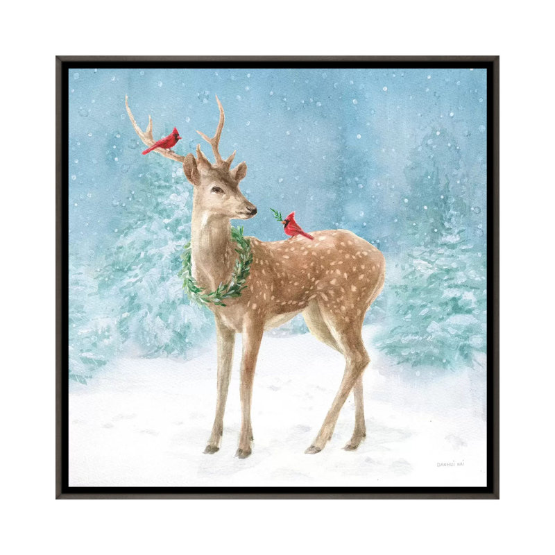 «Woodland Celebration III» par Danhui Nai - reproduction d'art, H 18 po x l 18 po x 1,5 po, Toile avec cadre gris