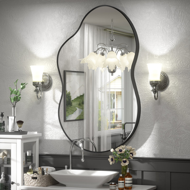 Miroir mural Amara, 40 po x 24 po, Noir mat