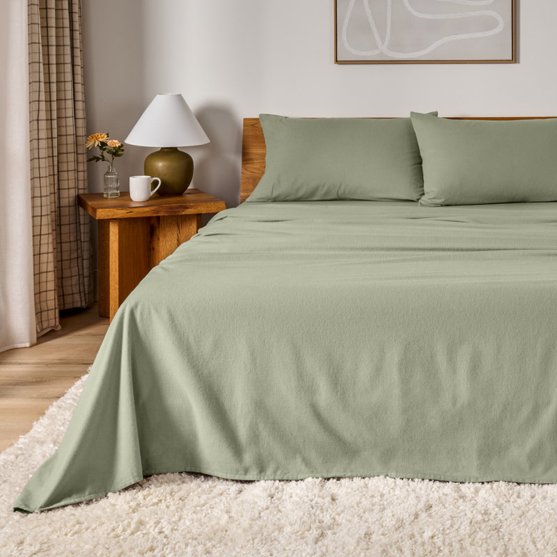 Ensemble de draps 100% flanelle de coton, Ensemble de draps double / double avec 2 taies d'o, ISE