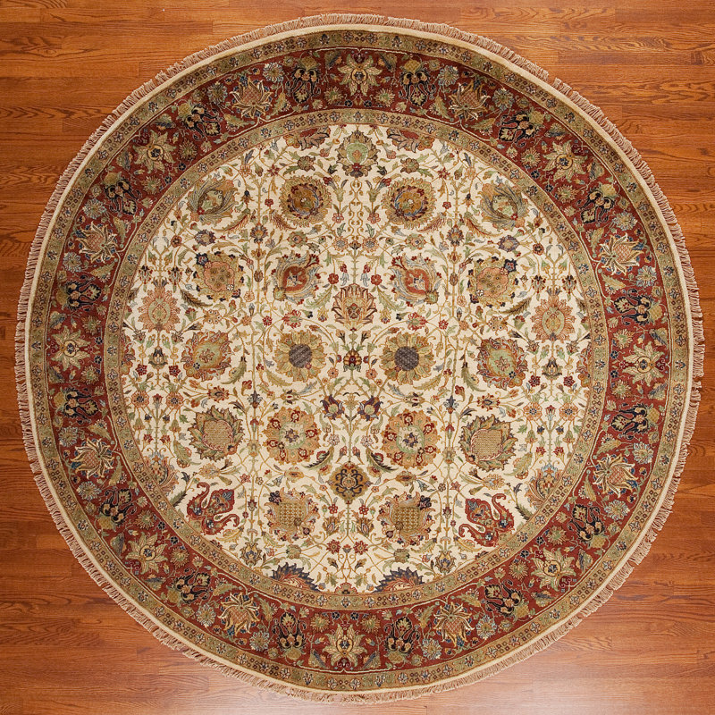Kingdom Hand Knotted Wool Area Rug, Round 9'