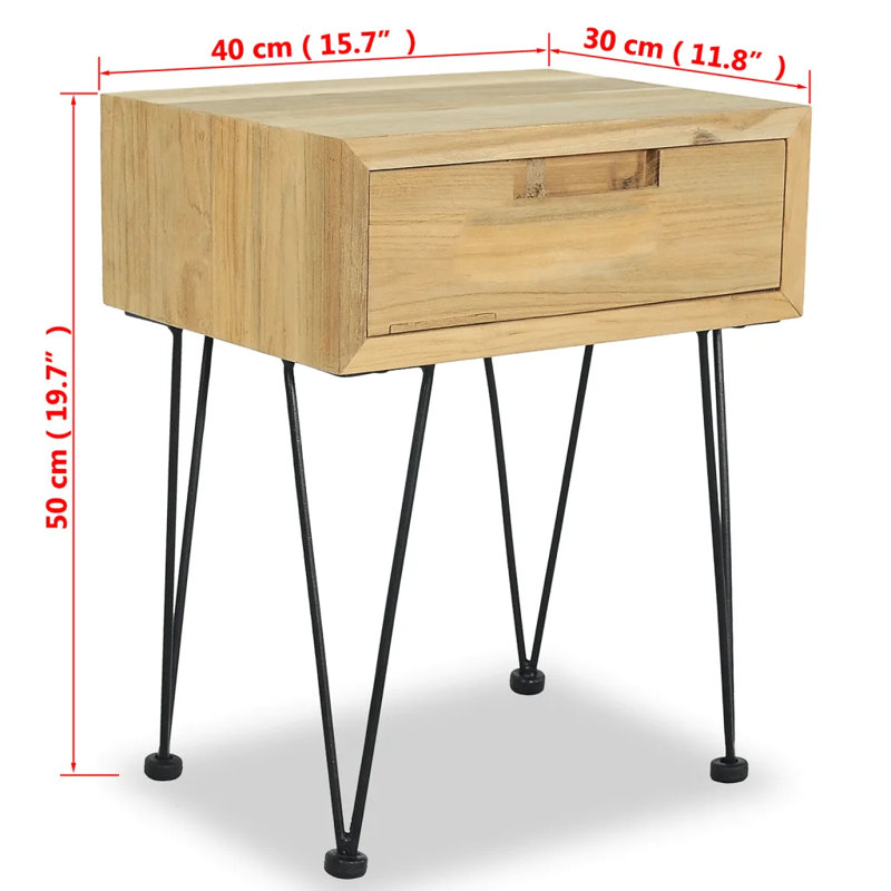 Lou 40cm W Solid Wood Bedside Table