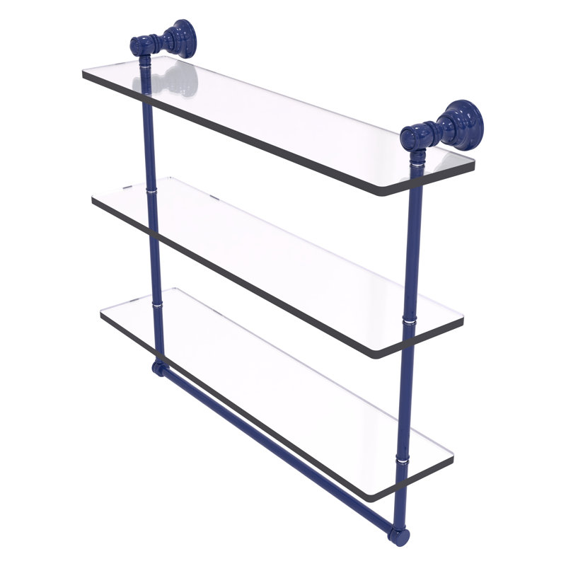 Tablette flottante avec porte-serviettes 3 pièces Carolina, H 19,7 po x l 22 po x P 5,54 po, Bleu méditerranéen