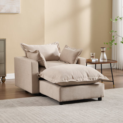 Upholstered Cloud Sofa&Couch With Ottoman
