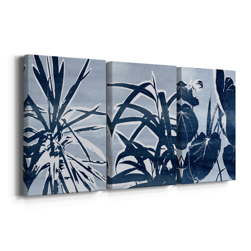Plant Life I - Toile tendue avec châssis sur mesure - 3 pièces, H 36 po x l 72 po