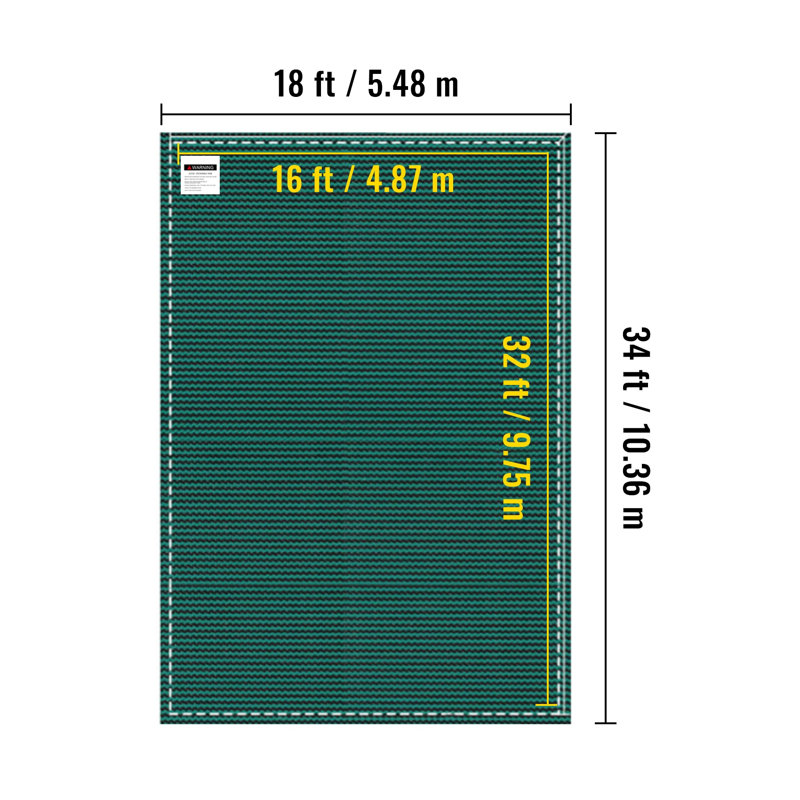 Couverture de sécurité rectangulaire pour piscine creusée verte 16 x 32 pi avec ancrages et ressorts en laiton - Grillage d'hiver robuste