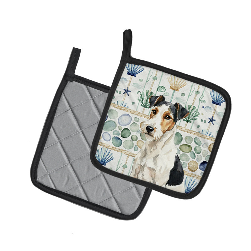 Paire de poignées en verre Smooth Fox Terrier