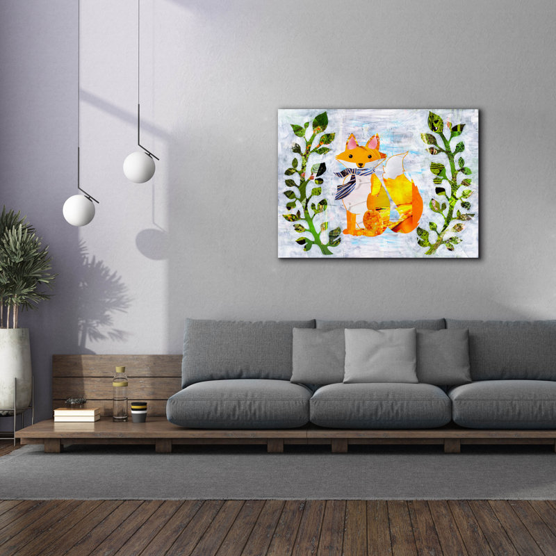«Fox» par Artpoptart, art mural sur toile, H 40 po x l 54 po x P 1,5 po