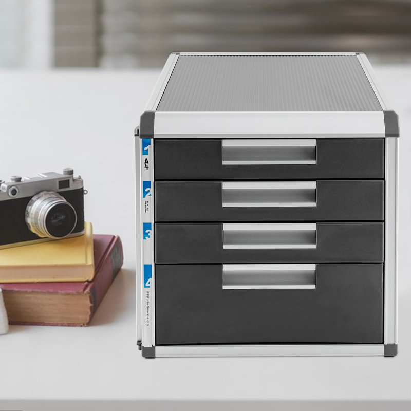 Lamartiniere 4-Layer Desktop Drawer File Organizer (4 Compartments with Labels)
