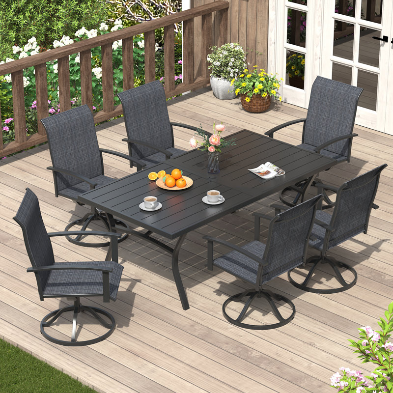 Ensemble de salle à manger de patio pour 6 personnes avec table rectangulaire de 63 po Coleman, Gris