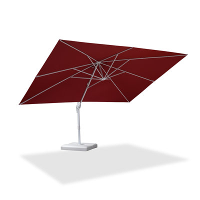 Grand parasol rectangulaire en porte-à-faux économique 10 pi x 13 pi avec base blanche Pole