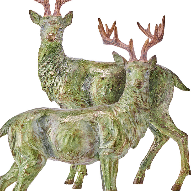 Cerf antique en résine 17,5 po 