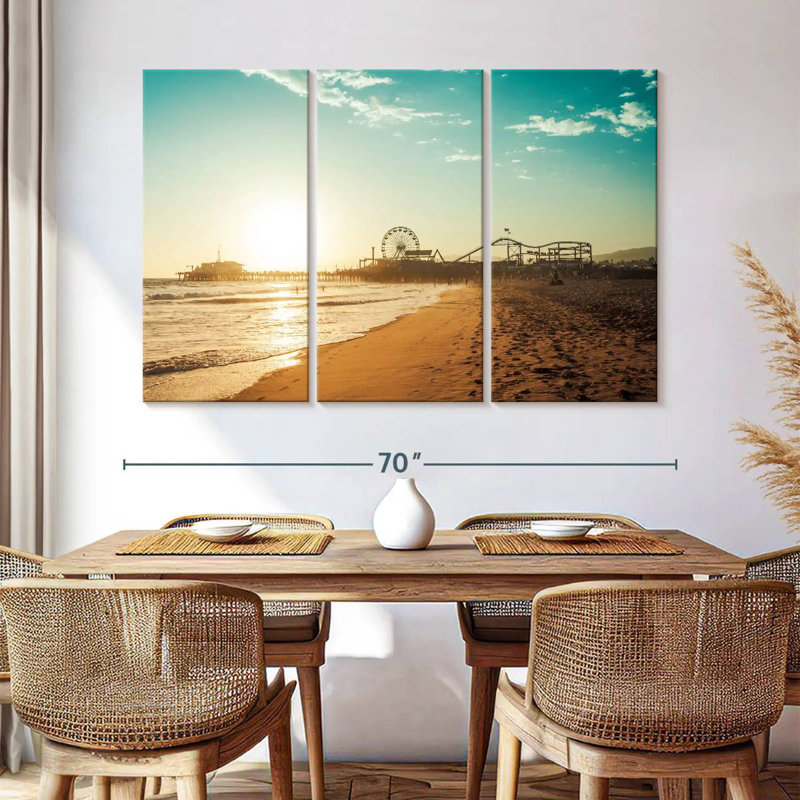 Lever de soleil sur la plage Gillard Santa Monica, H 42 po x l 65 po