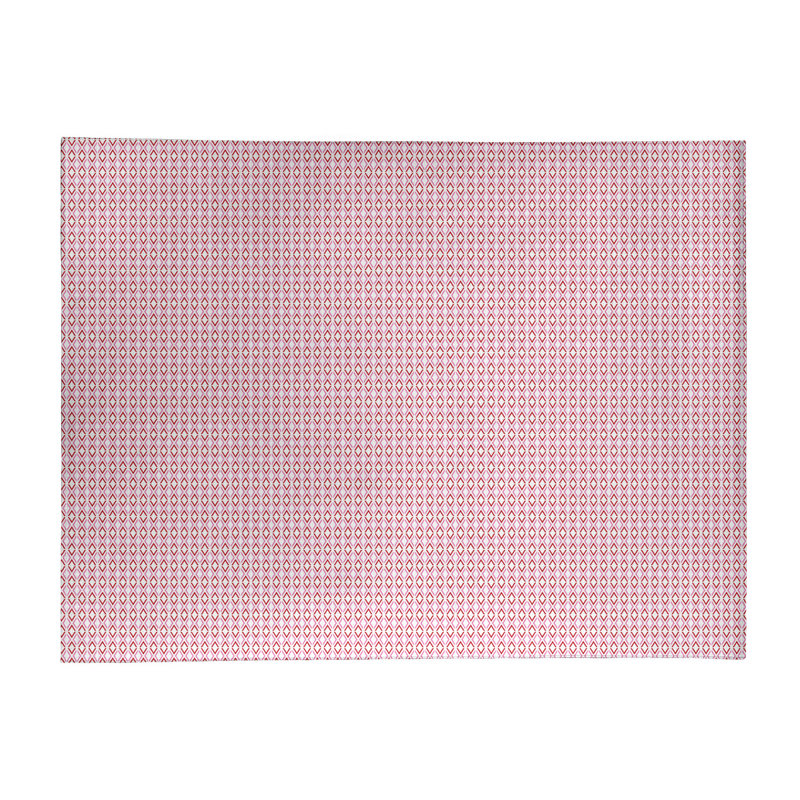 Tapis de zone rouge/rose fait main géométrique, Rectangle 5 pi x 7 pi