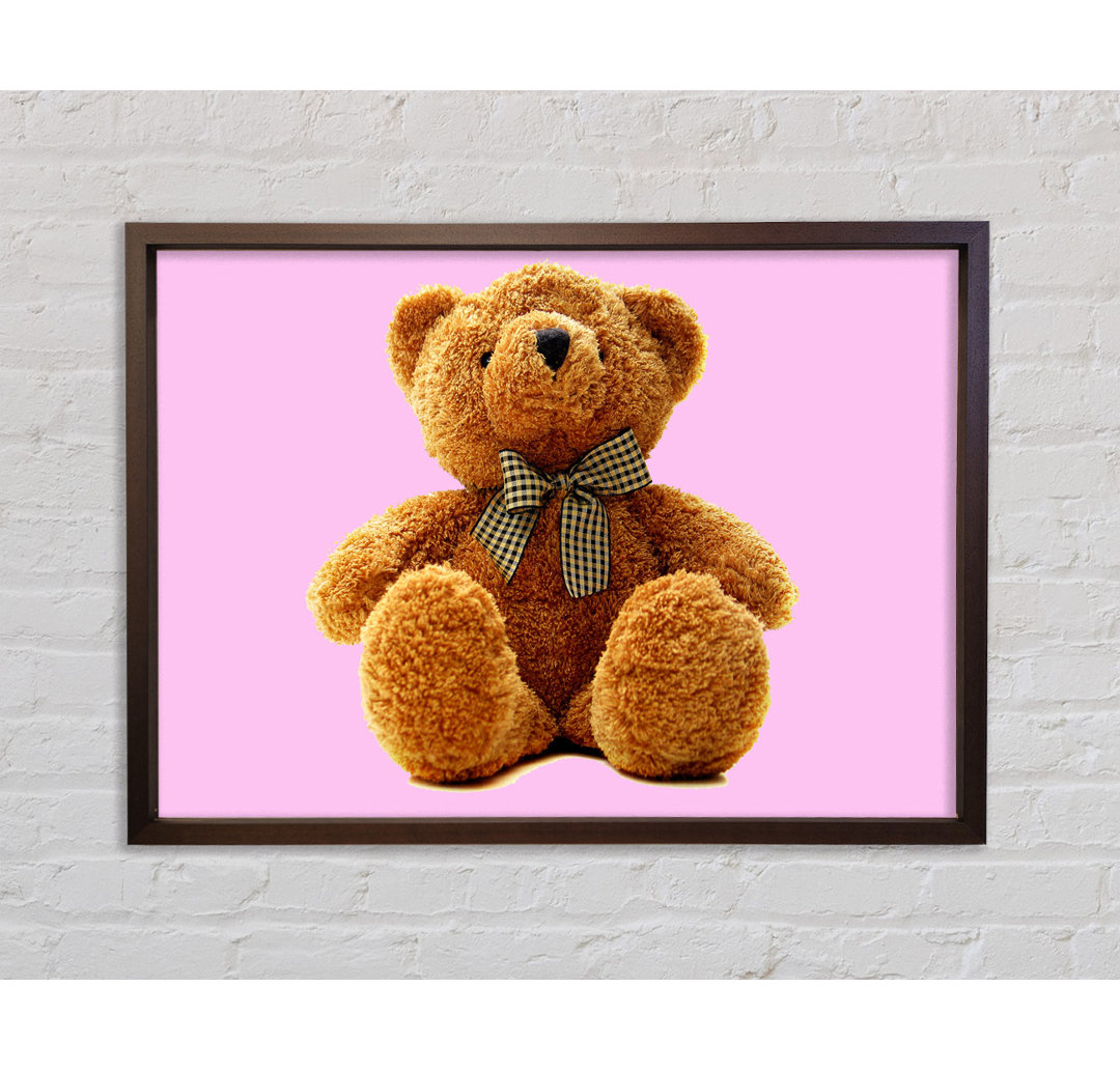 Teddybär Schleife Rosa - Einzelner Bilderrahmen Kunstdrucke auf Leinwand