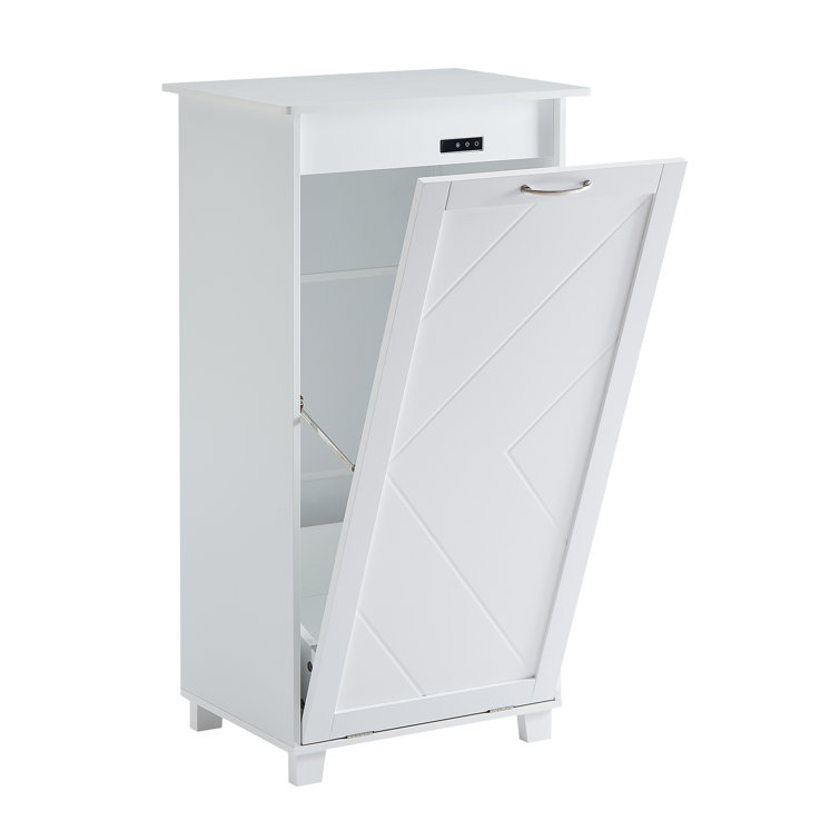 Tilt Out Trash Bin Cabinet Wooden with Negative Ion and Deodorizing Kitchen  Trash can Laundry Sorter