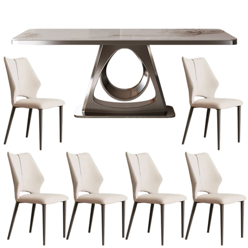 Simple rectangular Italian-style dining table sets, 29.53"H x 70.87"L x 35.43"W