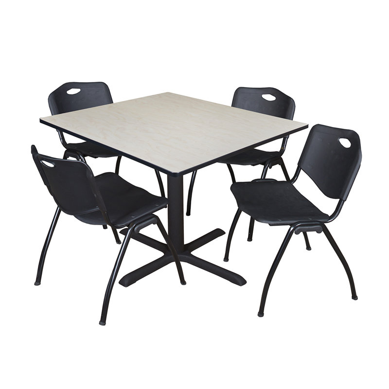 Table de salle à manger Neyland Cain, Noir, H 29 po x l 48 po x P 48 po, Érable