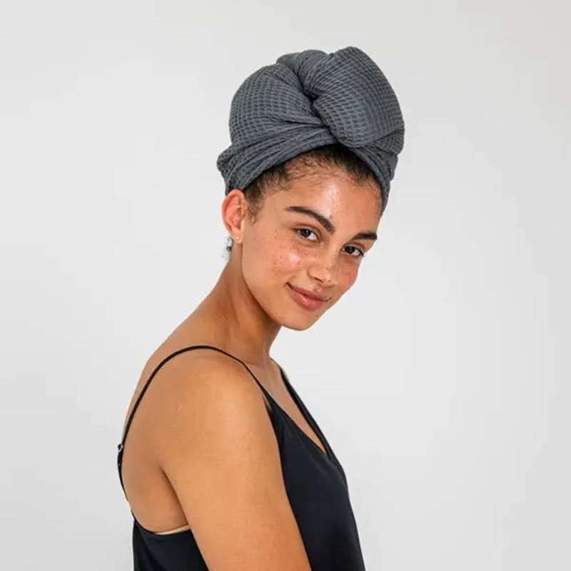 Serviette à cheveux gaufrée, Gris