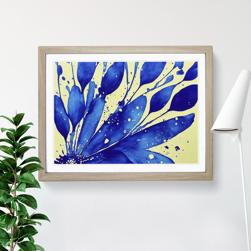 Bluebell Flower Splash Vol.1 Abstract - Single Picture Frame Painting, 46cm H x 64cm W x 2cm D, Oak Framed