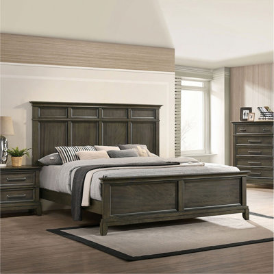 Détails du mobilier de chambre à coucher Lit de tête de lit grand format traditionnel 1pc Tête de lit en bois massif de couleur grise