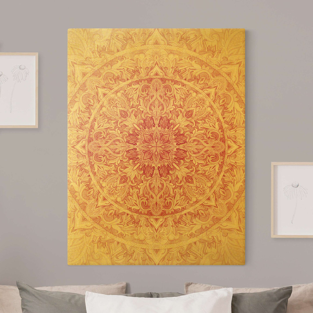 Leinwandbild Mandala Aquarell Sonne