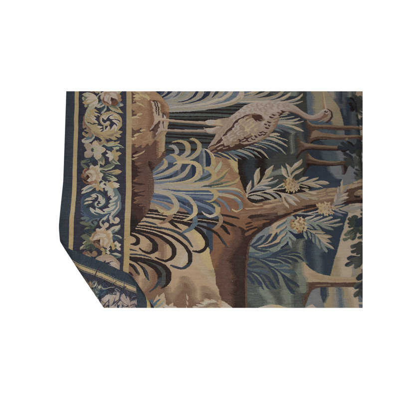 Aubusson Handwoven High-Quality Blue/Green/Beige/Brown Area Rug