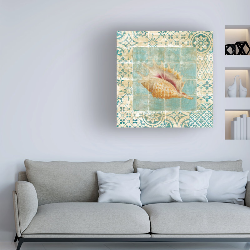 «Shell Danhui Nai Shell Tiles II», art sur toile bleu, H 14 po x l 14 po