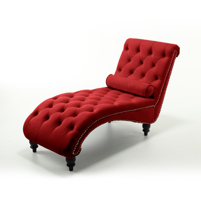 Chaise longue en velours, Velours rouge
