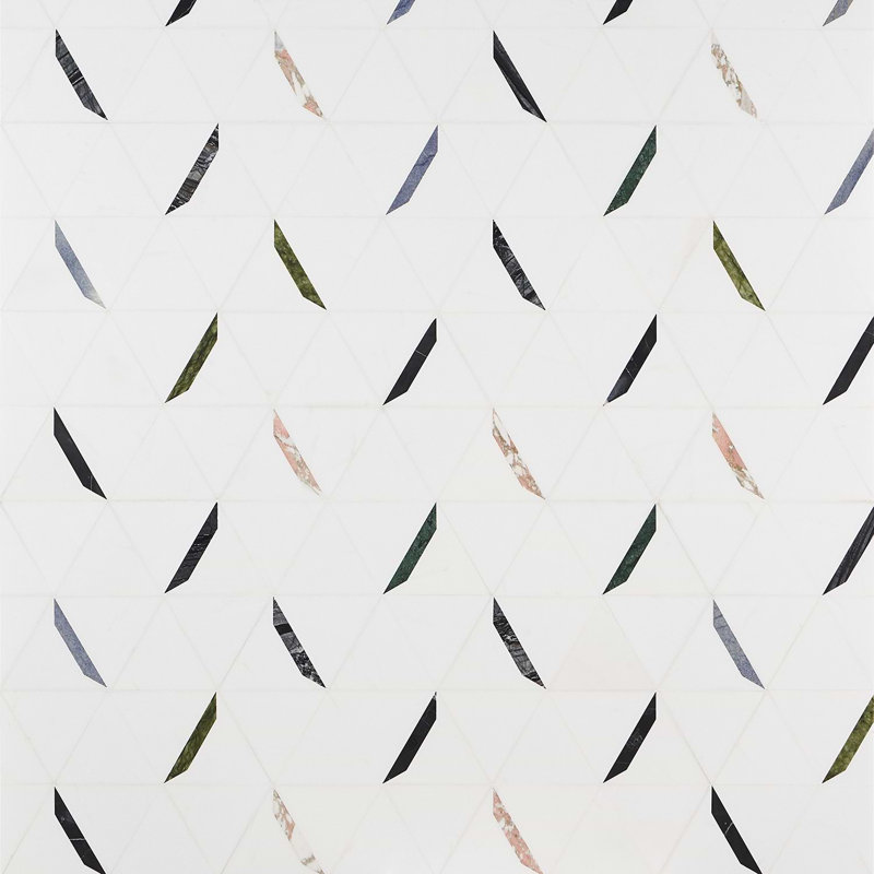 Tres Polished Marble Mosaic Tile, Thassos Gem