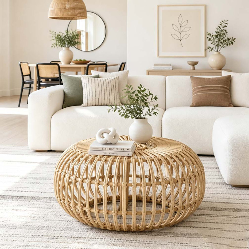 Table basse en faux rotin