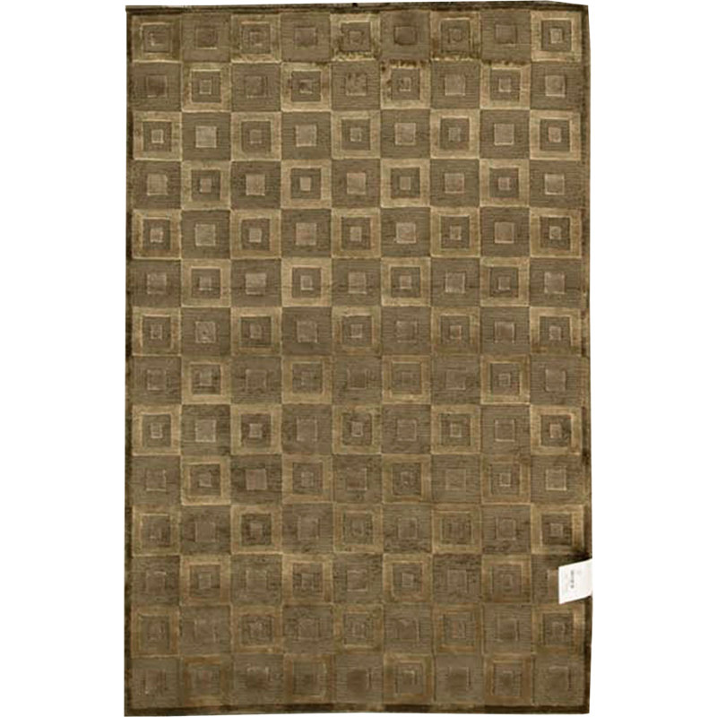 Tapis taupe noué à la main de haute qualité