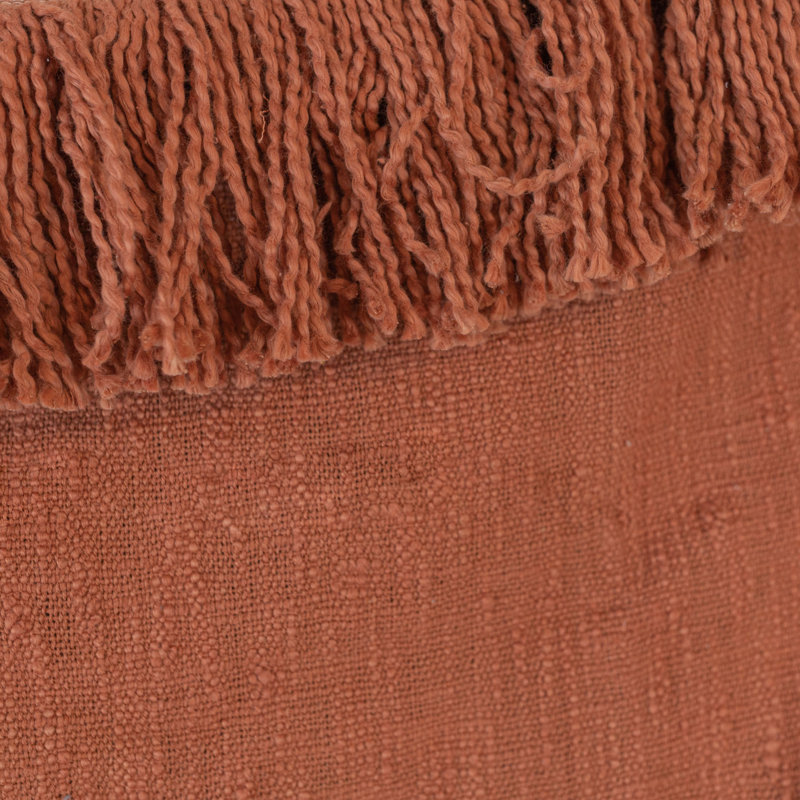 Handwoven Rust Cotton Fringe Throw Blanket