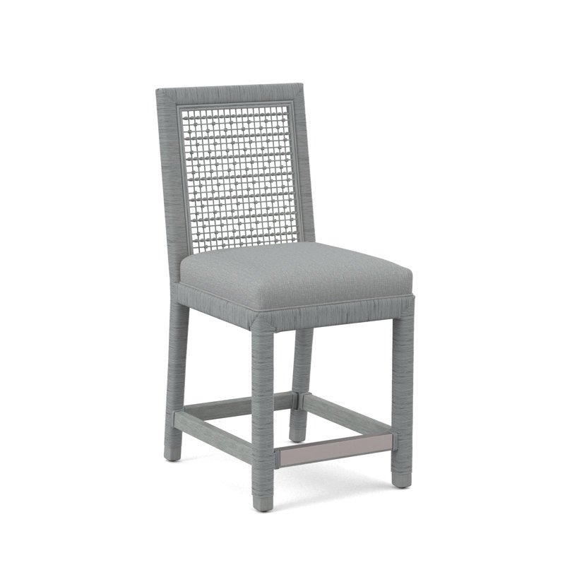 Pine Isle 24" Counter Stool, Sunbrella Beige Pinstripe; 6205-74, Nickel
