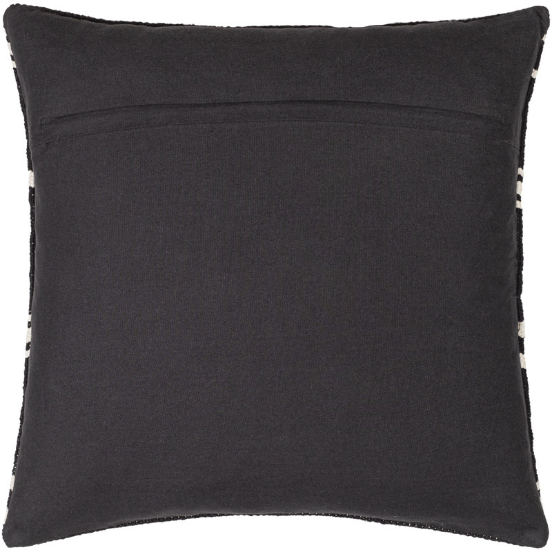 Chanterelle Embroidered Cotton Throw Pillow, 22" x 22", Black/White, Pillow Cover Only - No Insert